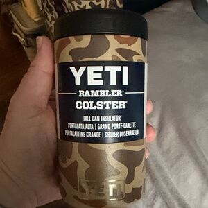 Yeti Rambler Colster Tall Can Insulator in Camo Brown and Tan